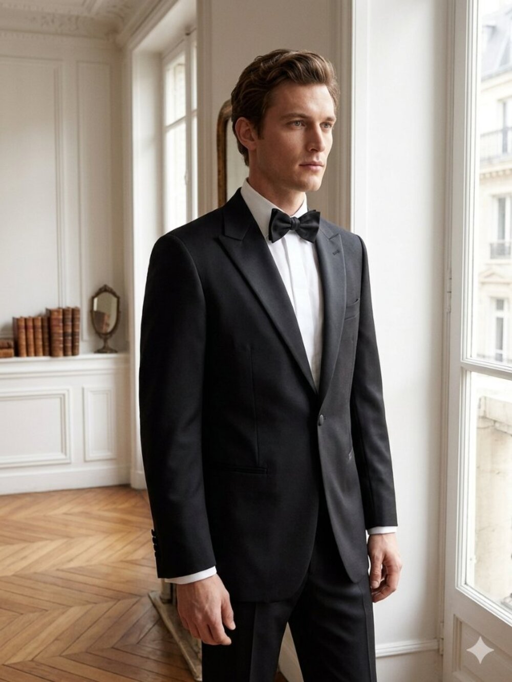 After Six Men's Black Tux Satin Lapel Blazer 46R